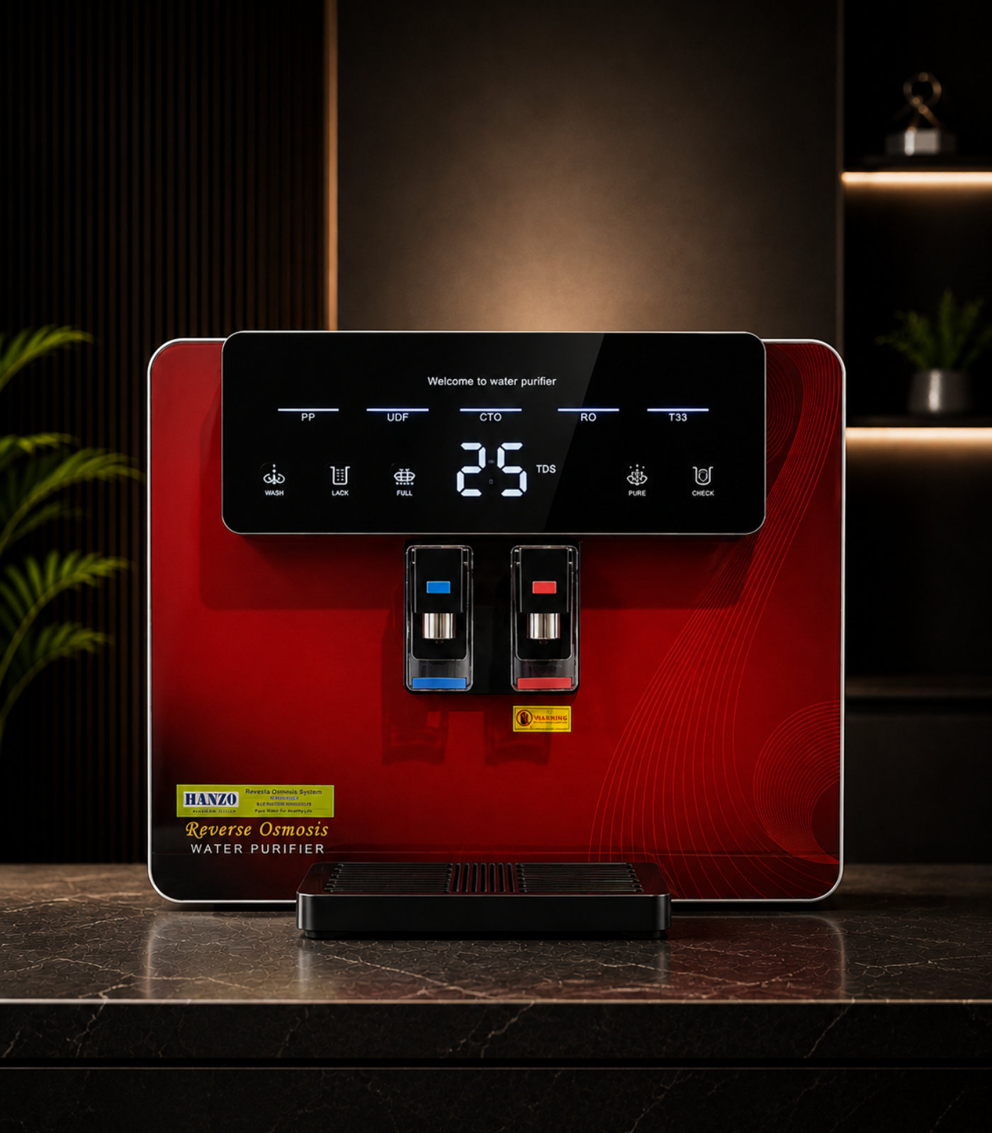 HANZO RO Hot, Cold & Normal Smart Water Dispenser (Crimson Red)