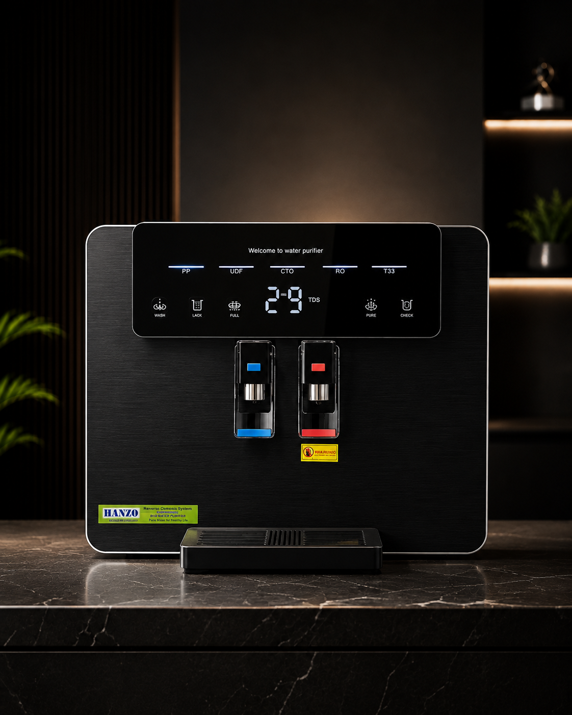 HANZO RO Hot, Cold & Normal Smart Water Dispenser (Midnight Black)