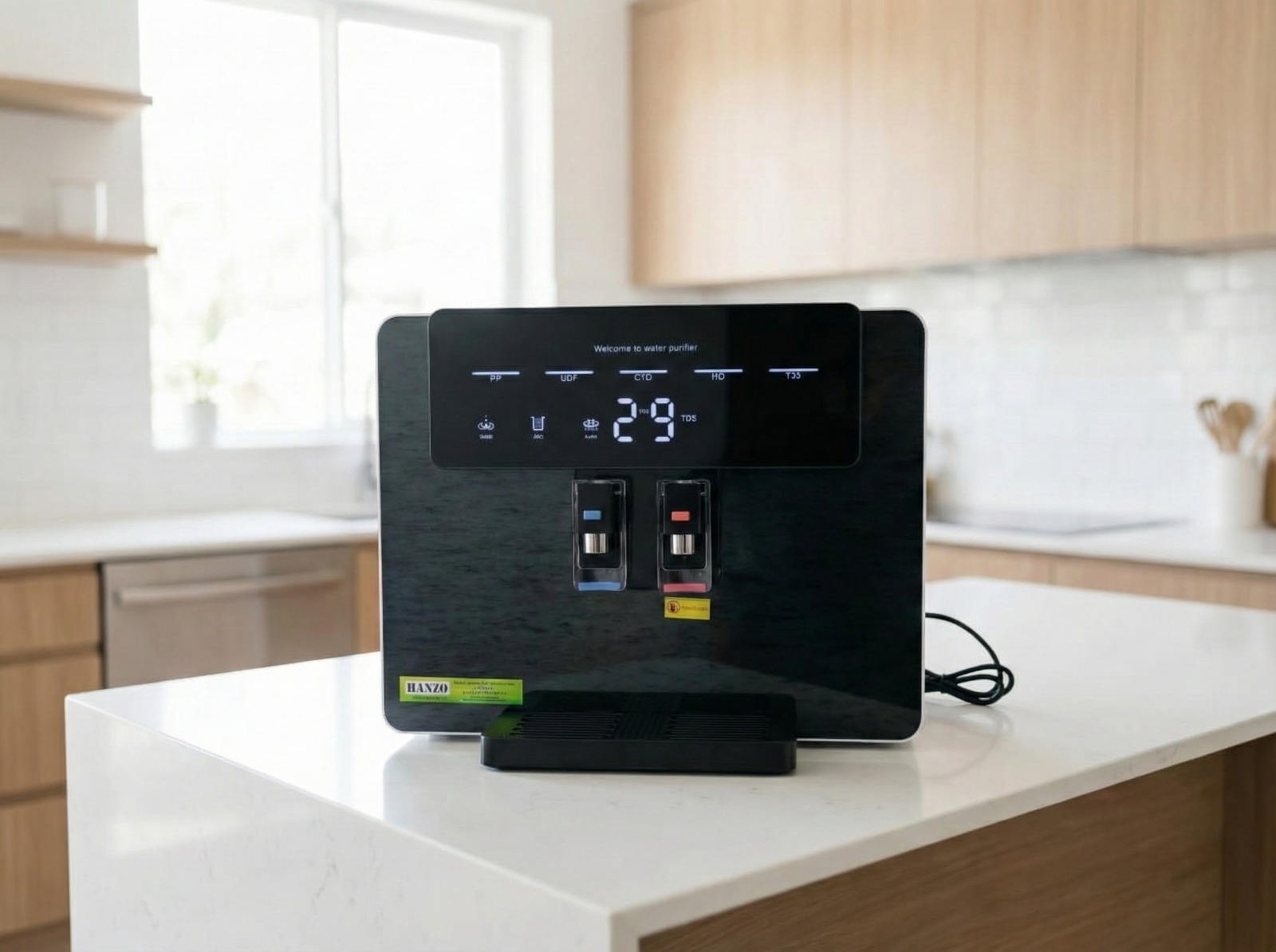 Ro Hot,Cold & Normal (Black Color) HANZO RO Hot, Cold & Normal Smart Water Dispenser (Midnight Black) - Image 1